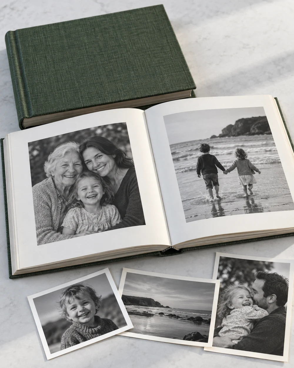 Open family photo book