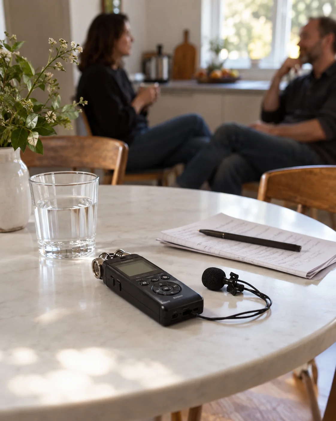 A simple setup for recording a family conversation